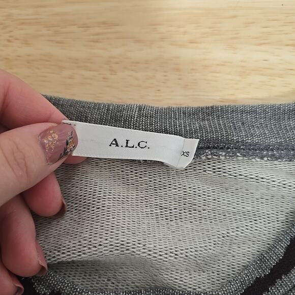 A.L.C. Conolo Knit Gray Purple Striped Pullover Crewneck Long Sleeve Size XS - Picture 3 of 9